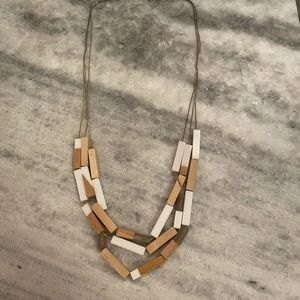 Three Strand Wood block necklace